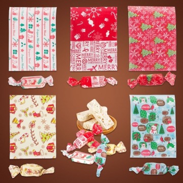 100 Pieces / Set of Wrapping Paper Christmas Candy Bread Sandwich Fries Nougat Packaging Oil Paper Baking Food Kitchen Gadgets