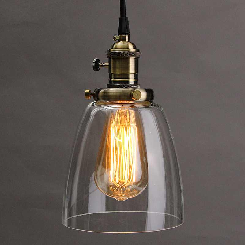 Hot E27 Retro Vintage Chandelier Lamp Shade Industrial Lamp Cover 2M Cord Coffee Bar Glass Cover Ceiling Fixture