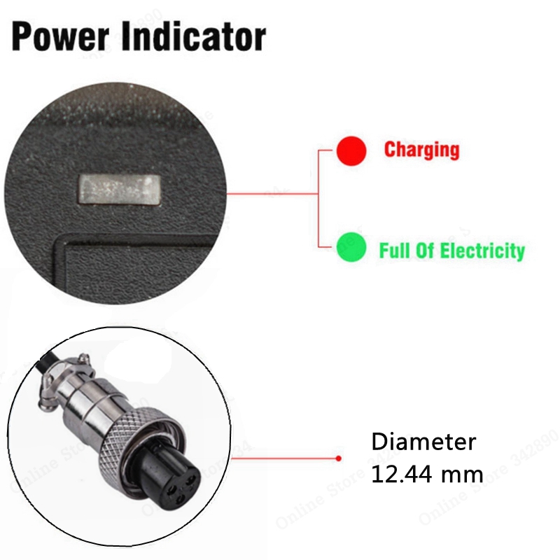 42V 2A electric bike lithium battery charger for 36v electric scooter 3-Prong Inline Connector 3P GX16 Plug
