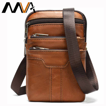 MVA Male Fanny Pack Belt Bag Men`s Waist Bag Phone Pouch Bags Genuine Leather man Waist Packs Leather Pouch Travel Waists Pack