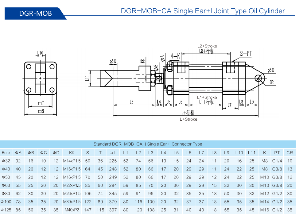5dgr Mob Ca Single Ear I Joint Type Oil Cylinder