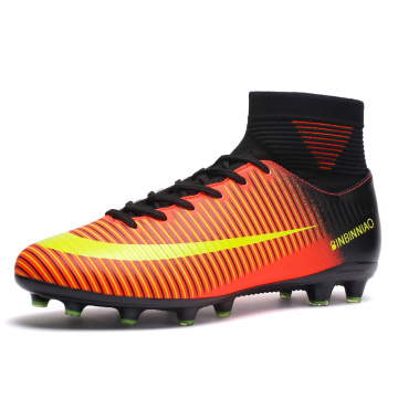 New Adults Men's Outdoor Soccer Cleats Shoes High Top TF/FG Football Boots Training Sports Sneakers Shoes Plus Size 35-45