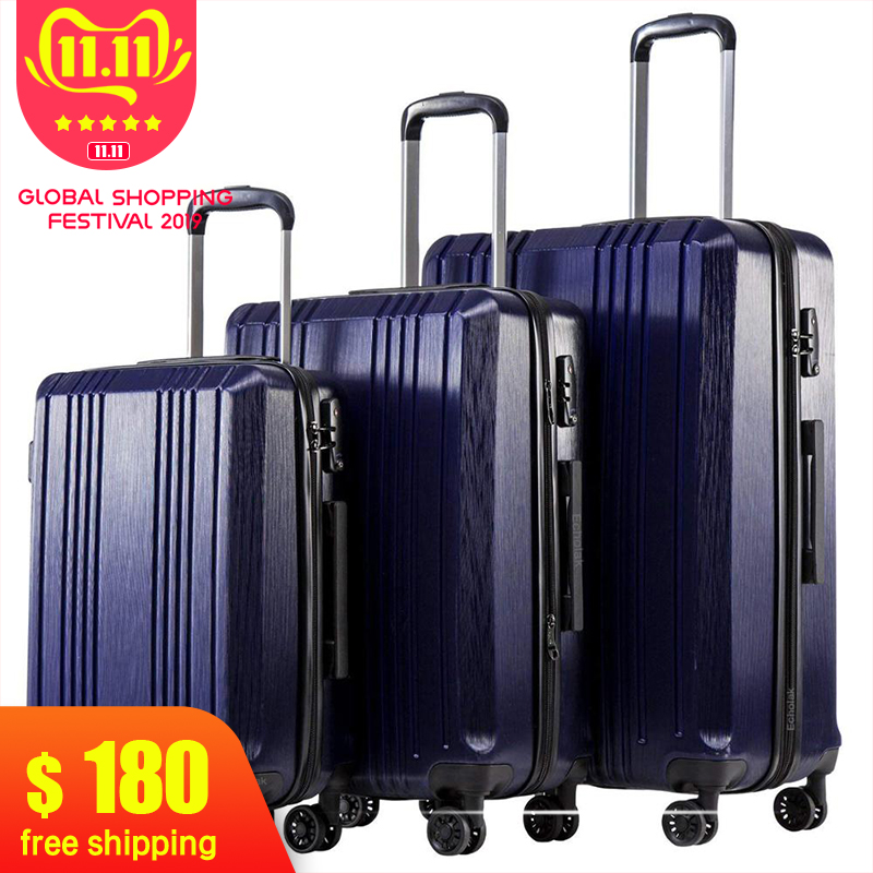 3 Piece Set Luggage with TSA Lock Spinner 20in24in28in Expandable Suitcase PC+ABS 3 Piece Set Hardside Luggage