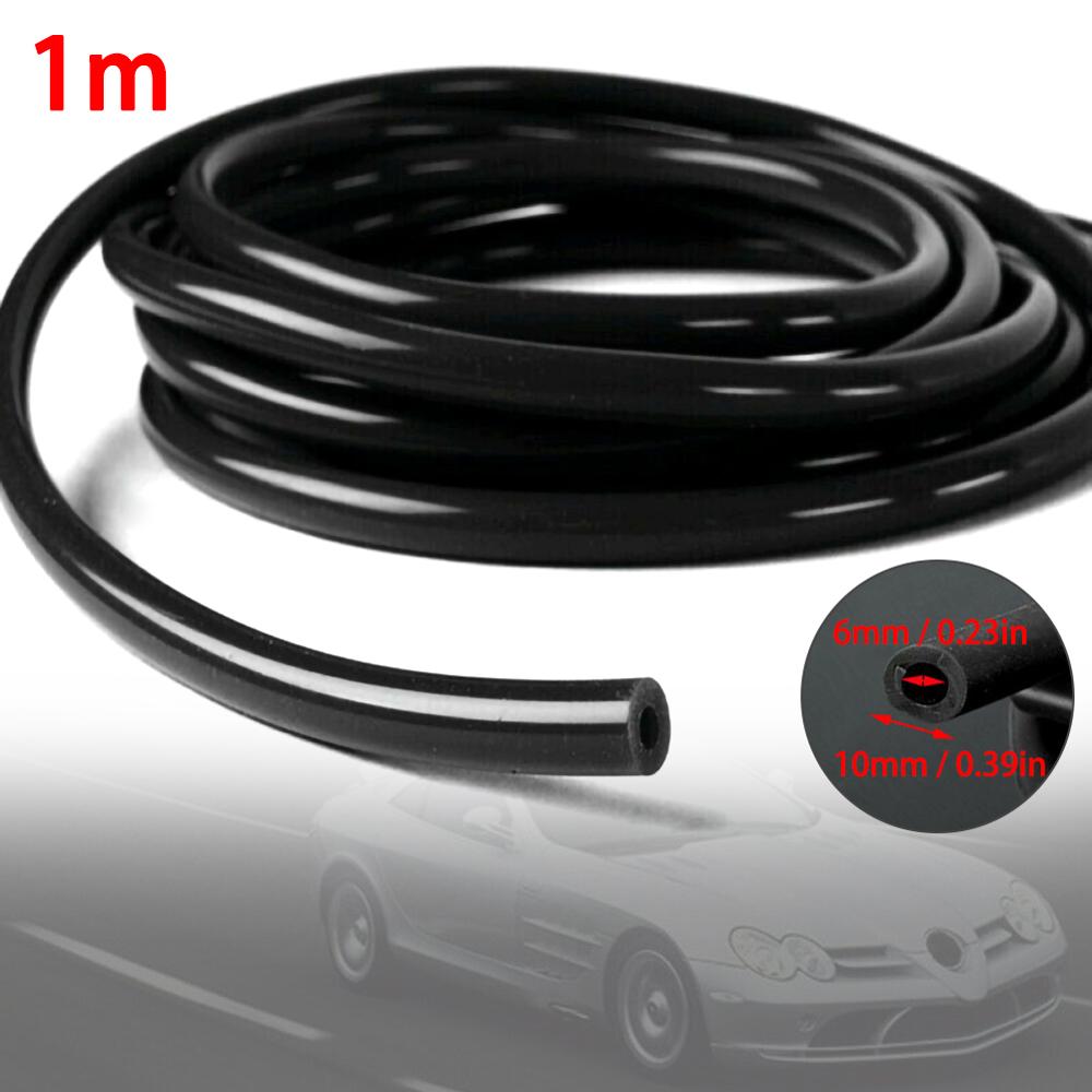 6mm 1/4" ID Car Full Silicone Fuel/Air Vacuum Fuel Hose/Line/Pipe/Tube 1 Meter Black 6mm Inner/8mm Outer diameter anti-aging