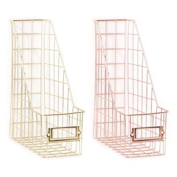 Nordic Wrought Iron Grid File Holder Single Layer Desk Shelf Magazine Book Storage Rack Organizer