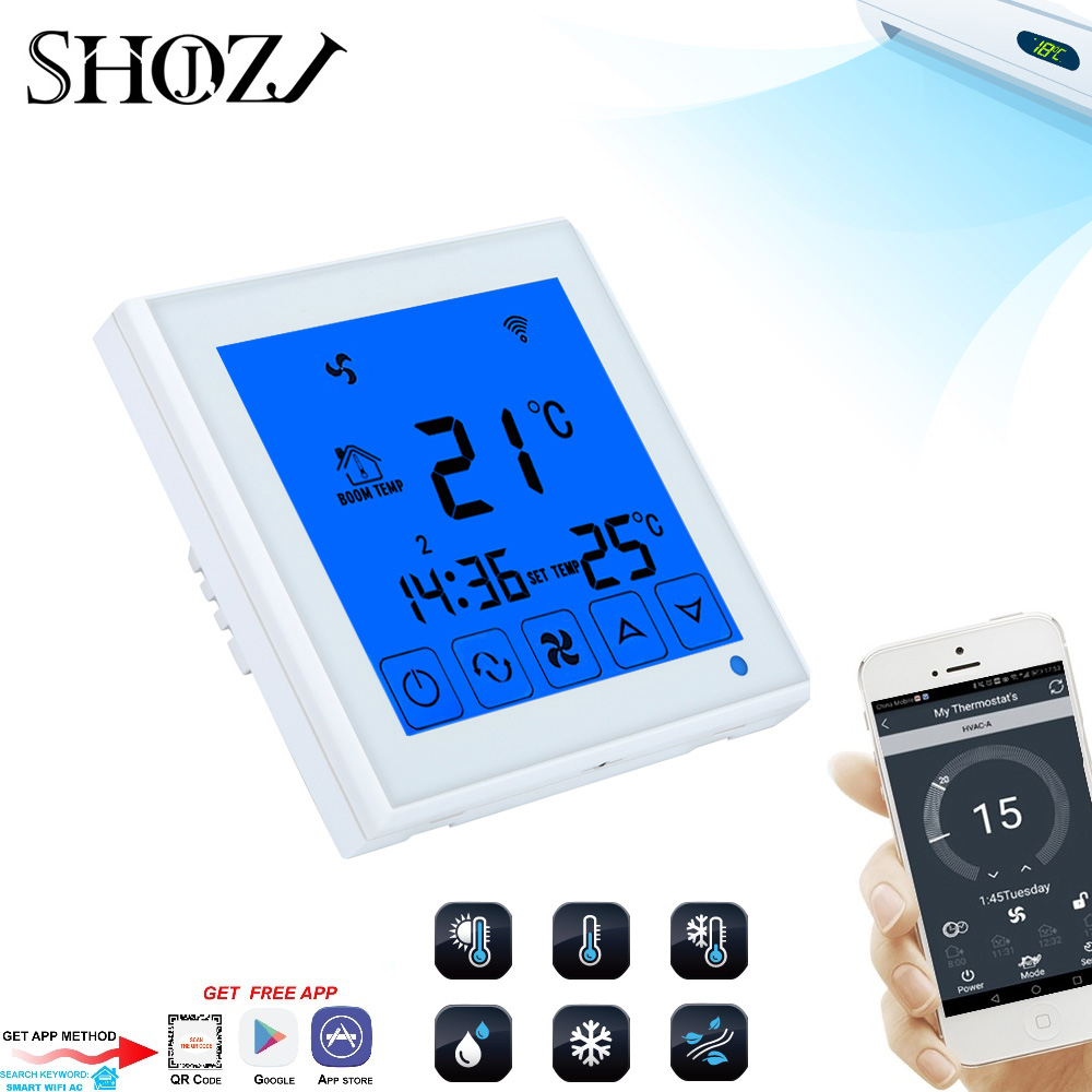 Smart Central Air Conditioner Temperature Controller 2P 4P Fan Coil Thermostat for heating/cooling Room Temperature