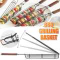 Portable BBQ Grilling Basket Stainless Steel Nonstick Barbecue Grill Basket Tools Grill Mesh for meat Hamburger BBQ tools