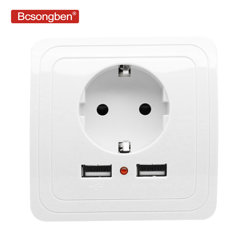 Bcsongben Smart Home POP Dual USB Port Wall Charger Adapter Charging 2400ma Wall Charger Adapter EU Plug Socket Power Outlet