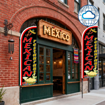 Personalized Mexican Restaurant Advertising Flag with Stand