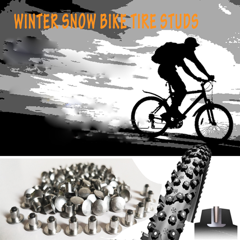 300pcs 6.5mm/0.26" Aluminum Tire Studs Mountain Bike Spikes Winter Studde for Fat bike Mount Tyre Snow Studs Sharp Carbide Tips