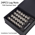 20pcs 1/2x20 Car Lug Nuts Wheel Nut Bolt For Ford For Dodge For Jeep w/ Installation Tool Stainless Steel Car Wheel Nuts