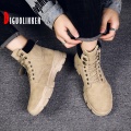 Fashion Men Boots Winter Leather Fur Warm Male Military Boots Army Lace-Up Non Slip Snow Boots Men Casual Ankle Outdoor Desert