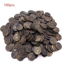 100pcs Pirate Treasure Game Poker Chips Gold Plating Plastic Poker Casino Coin