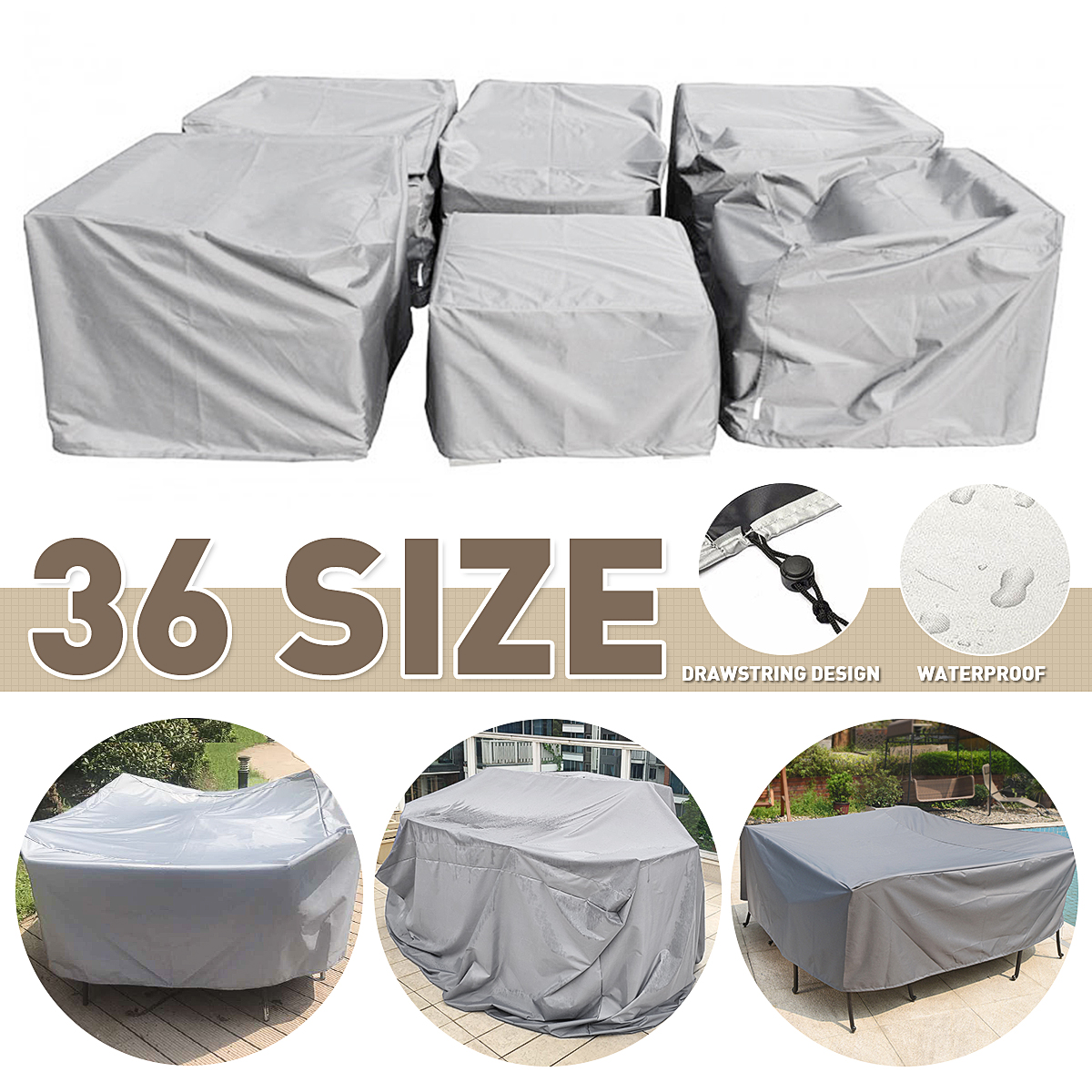 20Size Waterproof Outdoor Patio Garden Furniture Covers Rain Snow Chair covers for Sofa Table Chair Dust Proof Protective Case