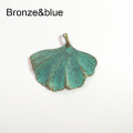 2pcs/bag 53*45MM Patina Plated Zinc Alloy Green Leaf Ginkgo Charms Pendants For DIY Accessories