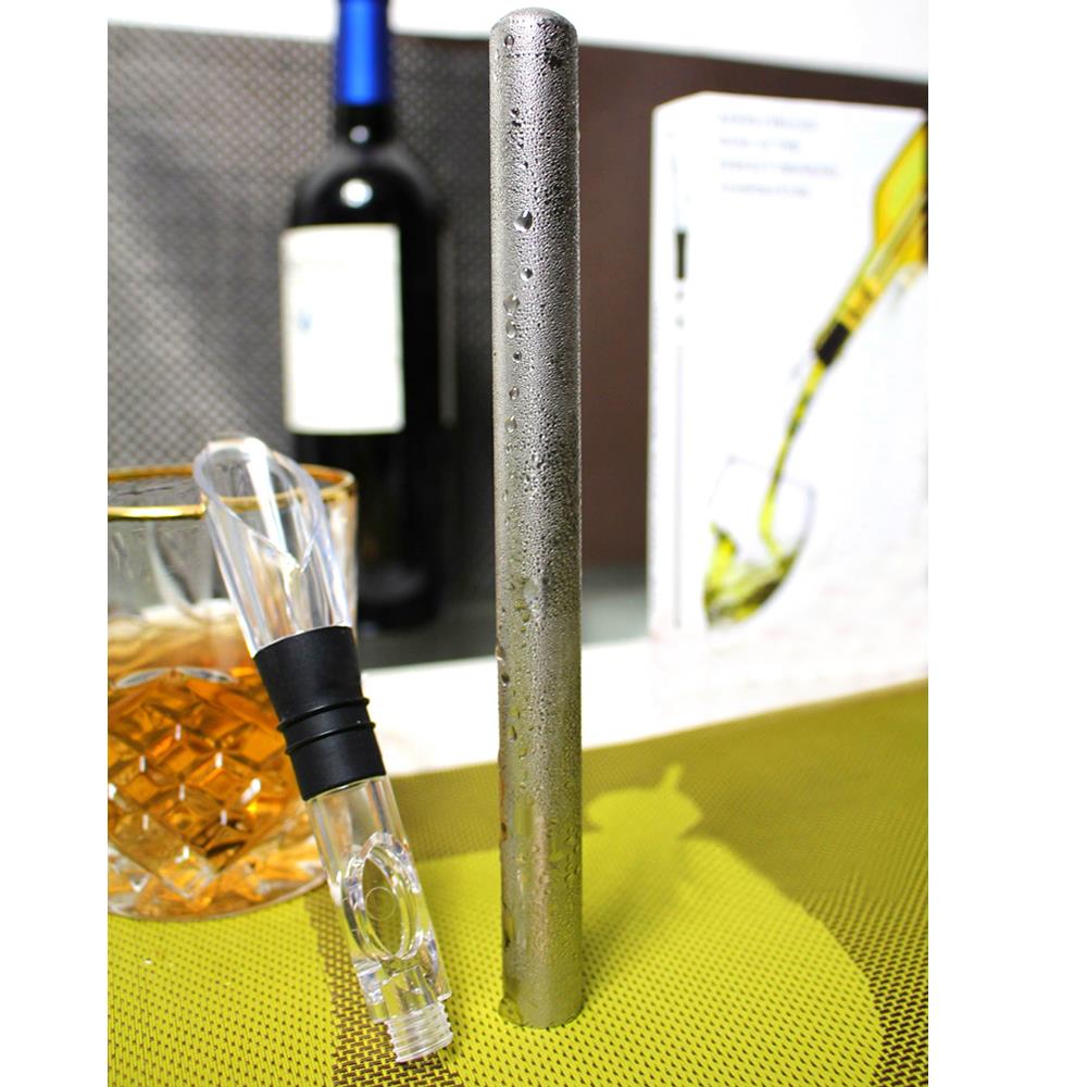 Stainless Steel 2-In-1 Wine Cooler Chiller Glaciere Cooler Cerveja Stick with Pourer Beer Beverage Frozen Stick Bar Tool