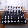 Black Cross Home Bedding Set White Bedclothes Super Soft Cover for Bed Bedroom Cotton Queen King Size Geometric AUS Pillow Case