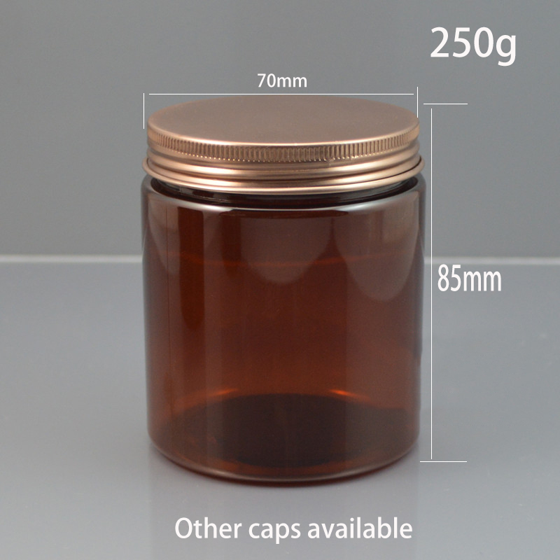250g Brown Plastic Jar Empty Candy Tea Container Cosmetic Makeup Cream Face Mask Body Lotion Travel Bottle 9oz Free Shipping