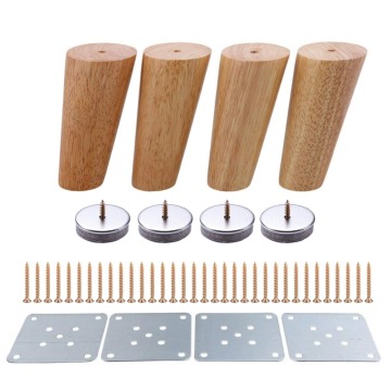 4pcs 100mm Height Wooden Furniture legs Oblique Tapered Reliable Sofa Table Feet Couch Dresser Armchair foot Oak Wood More gift