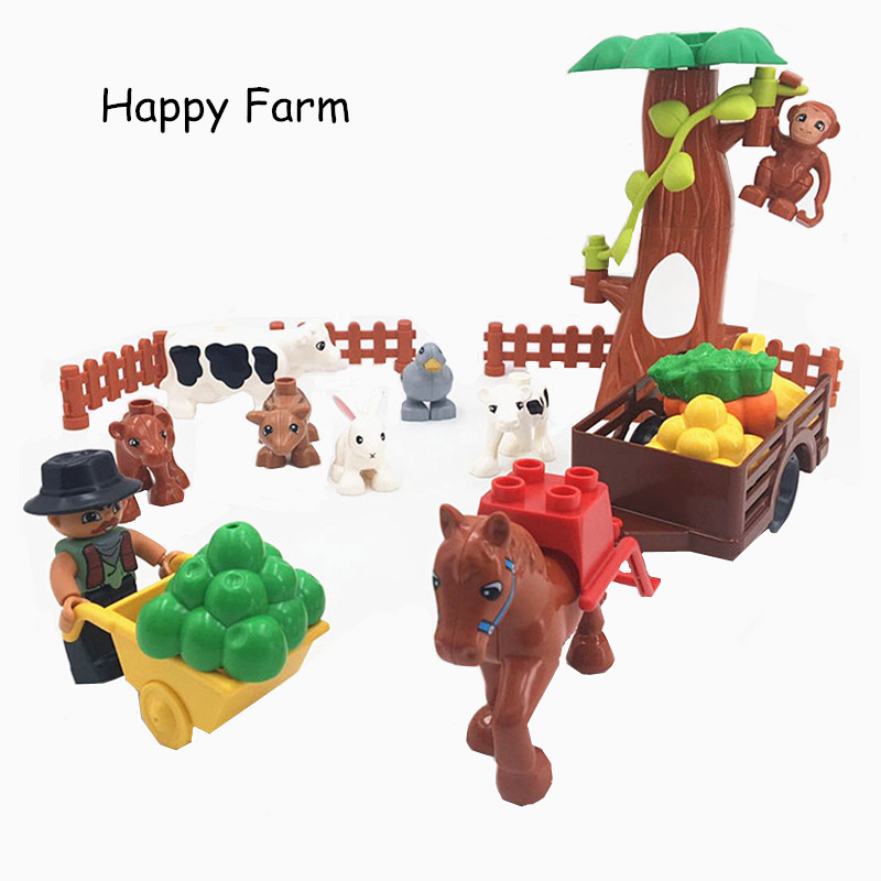 Animals Farm Horse Accessories Building Blocks Eduactional Toys for Children Compatible with Duploed Parts Baby Toy kids gift