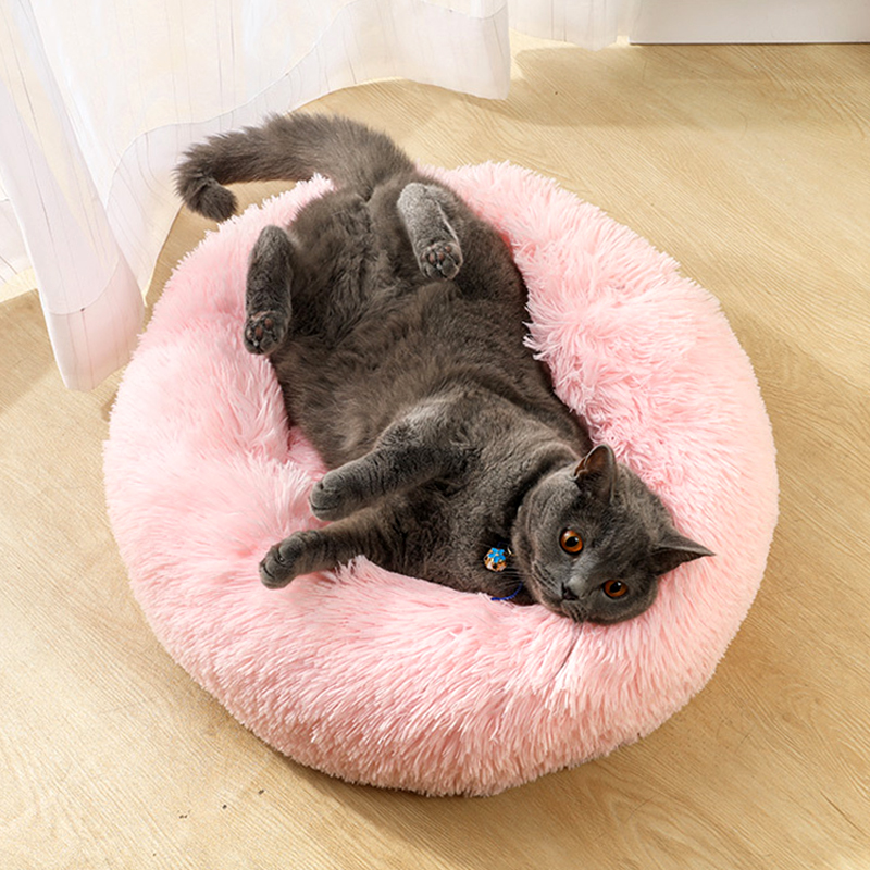 90cm Round Plush Dog Bed House Warm Sleeping Dogs Mats Pet Kennel Soft Washable Puppy Cat Cushion For Dogs Basket Pets Supplies