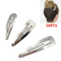 50pcs/pack Silver Tone Snap Hair Clips Craft Bow-Nickel Plated 30/40/50mm Barrette Slide Blanks for Kid DIY Decoration Hot