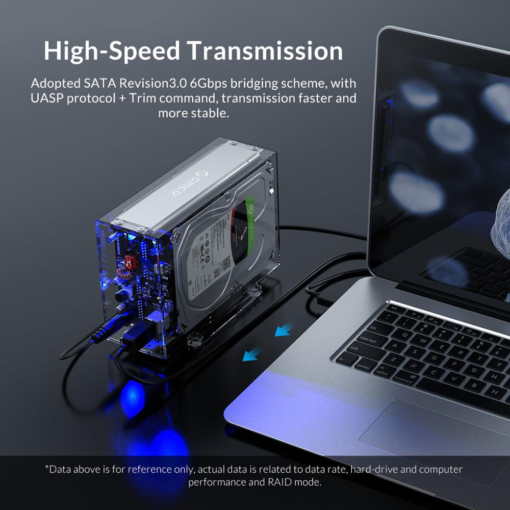 ORICO Dual 3.5'' HDD Enclosure With Raid Function SATA to USB 3.0 Transparent HDD Dock Station Support 6Gbps UASP 24TB HDD Case