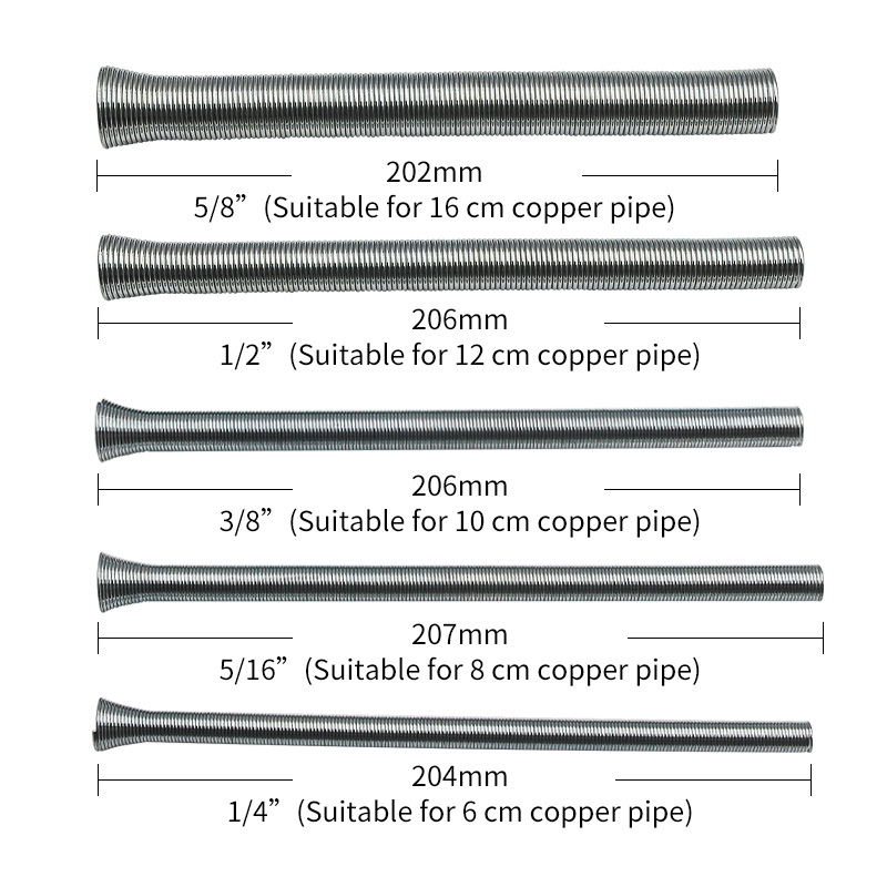 5pcs 1/4" 5/16" 3/8" 1/2" 5/8" PVC Wire Spring Tube Bender Curve Spring Pipe Bending Device Hydropower Tool