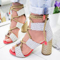 Women Pumps Peep Toe Heels Woman Gladiator Sandals Summer Lace Up High Heels Sandals Chaussures Femme Party Wedding Shoes Women