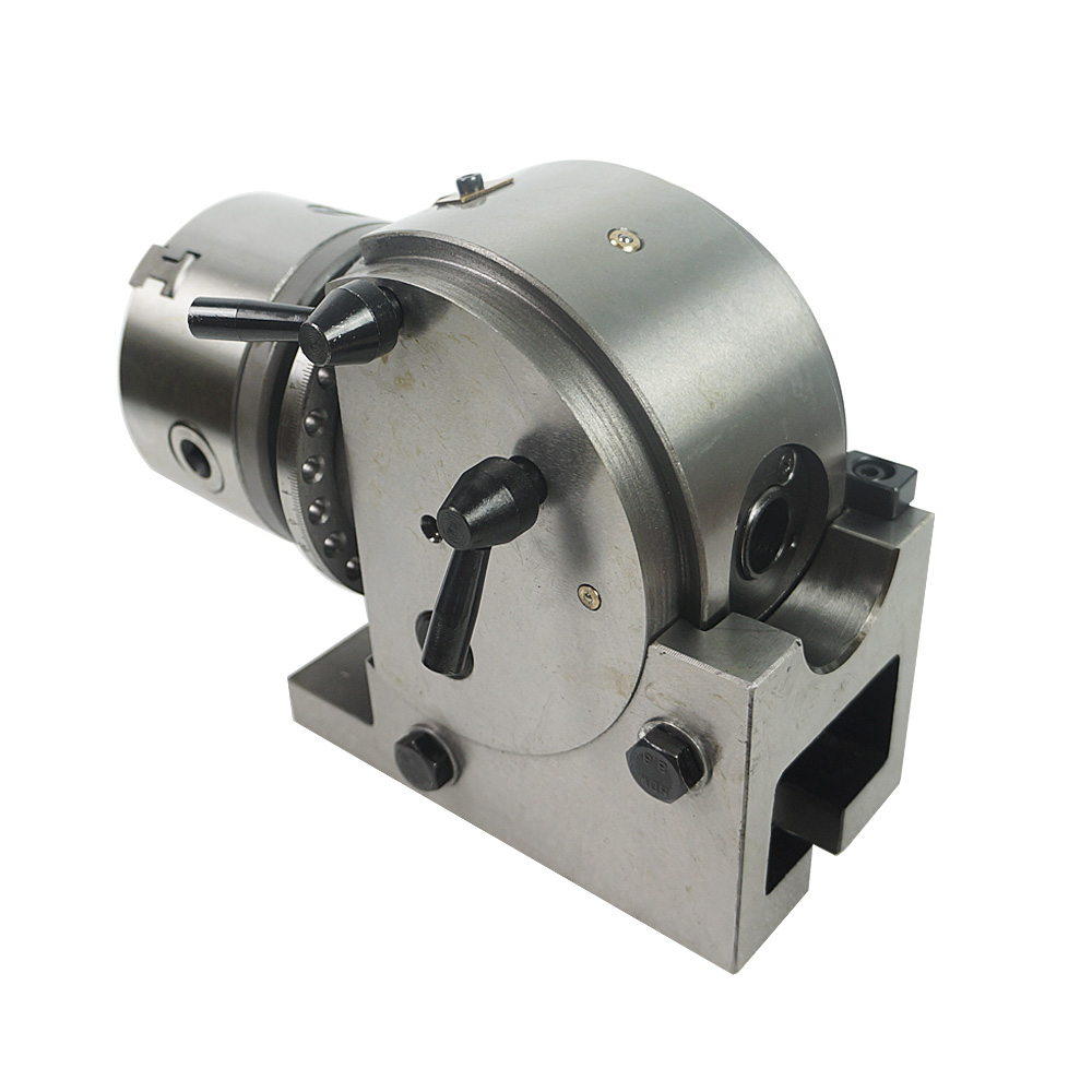 BS-0 Dividing Head 5 inch Tailstock 100MM 3 Jaw Lathe Chuck Precision Semi Rotary Axis for CNC Milling Machine