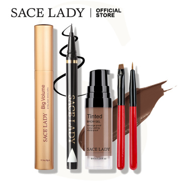 SACE LADY Eye Makeup Set Waterproof Lengthening Mascara Long Lasting Eyeliner Pencil 6 Colors Eyebrow Tint Gel Brushes Cosmetic