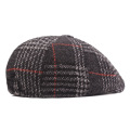 Striped Wool Felt Beret Thicken Forward Cap Autumn Winter European US Men Cotton Flat Cap Ivy Newsboy Hunting Driving Hat
