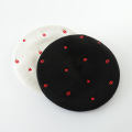 COKK Autumn Winter Hats For Women Lady Wool Beret Embroidered Red Heart Lip Flat Cap Painter Hat Female Boina Soft Gorras Planas