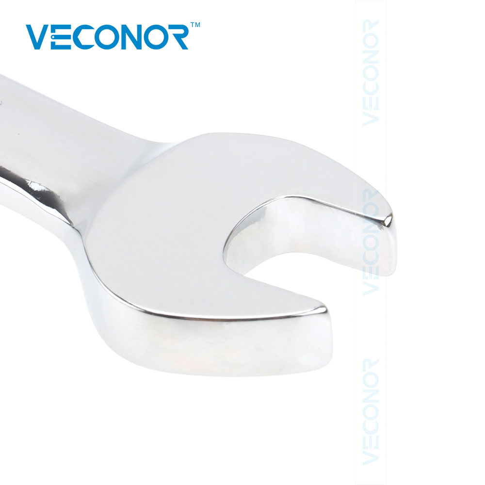 VECONOR Ratchet Flare Nut Wrench Tool 8-19mm Mirror Polish 72T Ratcheting High Torque Spanner Professional Repair Tool