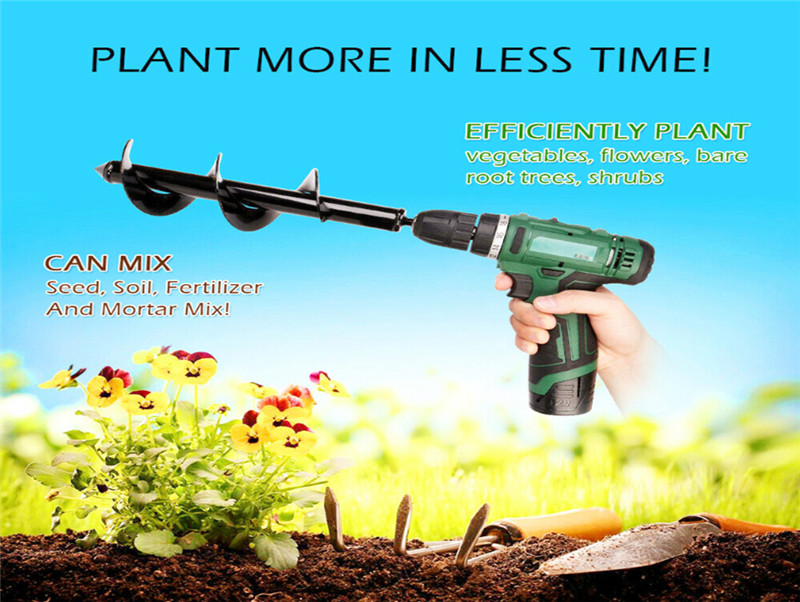 2019 New 10cmx60cm Garden Auger Spiral Earth Drill Bit Flower Planter HEX Shaft Planting Hole Digger Tool
