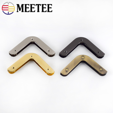 2/4pcs Meetee 40mm Bag Corner with Screw Decoration Hardware Accessories for Handbag Edge Protection Metal Hook Buckle BF215