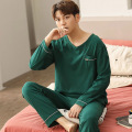 Pure Cotton Men's Pajama Spring And Autumn Thin Loose Full Sleeve Korean Style Solid Color Sleepwear V-Neck Homewear Casual Wear