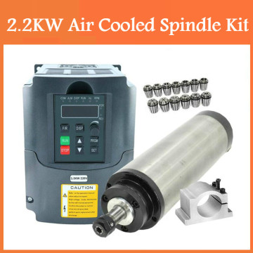 2.2KW Air Cooled Spindle Kit CNC 2.2KW Machine Tool Spindle Motor + 220V /110V Inveter + 80mm Clamp + 13pcs ER20 Collet