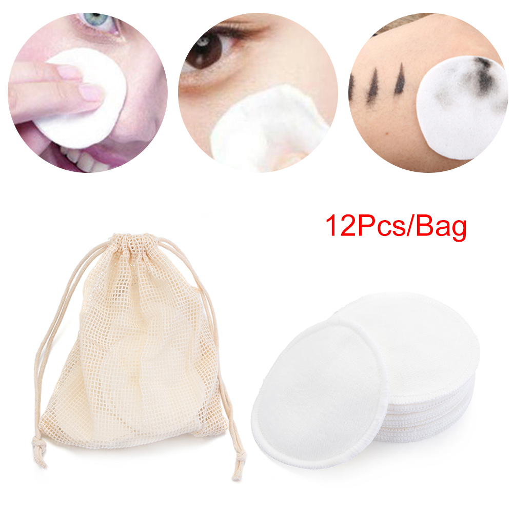 12PCS/Bag Bamboo Makeup Remover Pads Reusable Wipes Washable Facial Cleansing Pad Fiber Face Skin Cleaning Care Nursing Tools