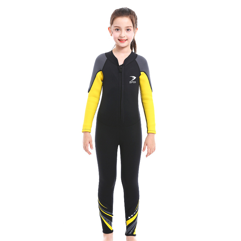 ZCCO 2.5MM neoprene wetsuit children's snorkeling diving suit Boys girls Sun-proof Surfing one-piece set winter thermal swimsuit