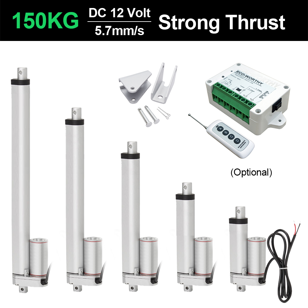 Heavy Duty 12V 50mm-450mm Stroke Electric Linear Actuator 12V Linear Motor 150KG Max Lift with Brackets for Door Opener Motor