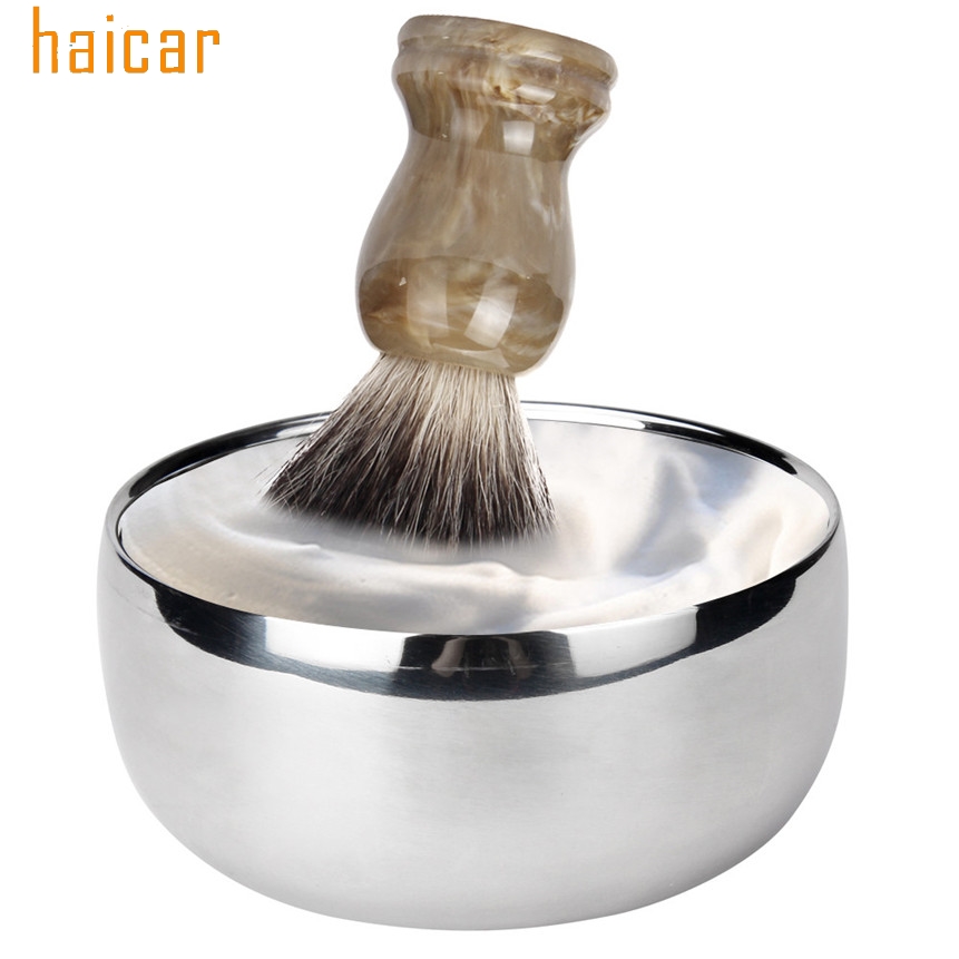 HAICAR Love Beauty Female Fashion Stainless Steel Double Layer Shaving Mug Lid Bowl Cup For Shave Brush Drop Shipping 170207