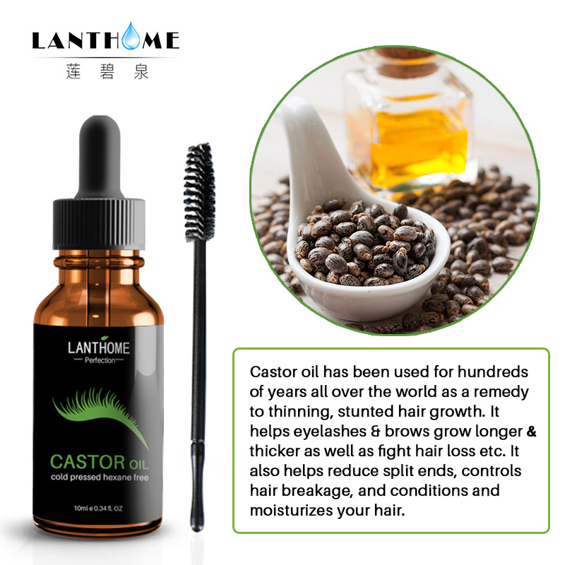 Lanthome Castor Oil Eyelash Growth And Thicker Eyelashes Serum Nourish Hair Fast Hairs Growing Essential Oil