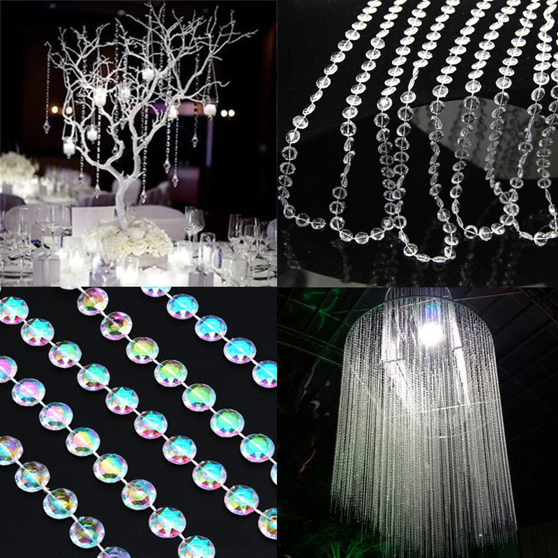 30M Resin Beads Octagonal Acrylic Crystal Beads Curtains DIY Window Door Curtain Party Wedding Passage Backdrop Decoration