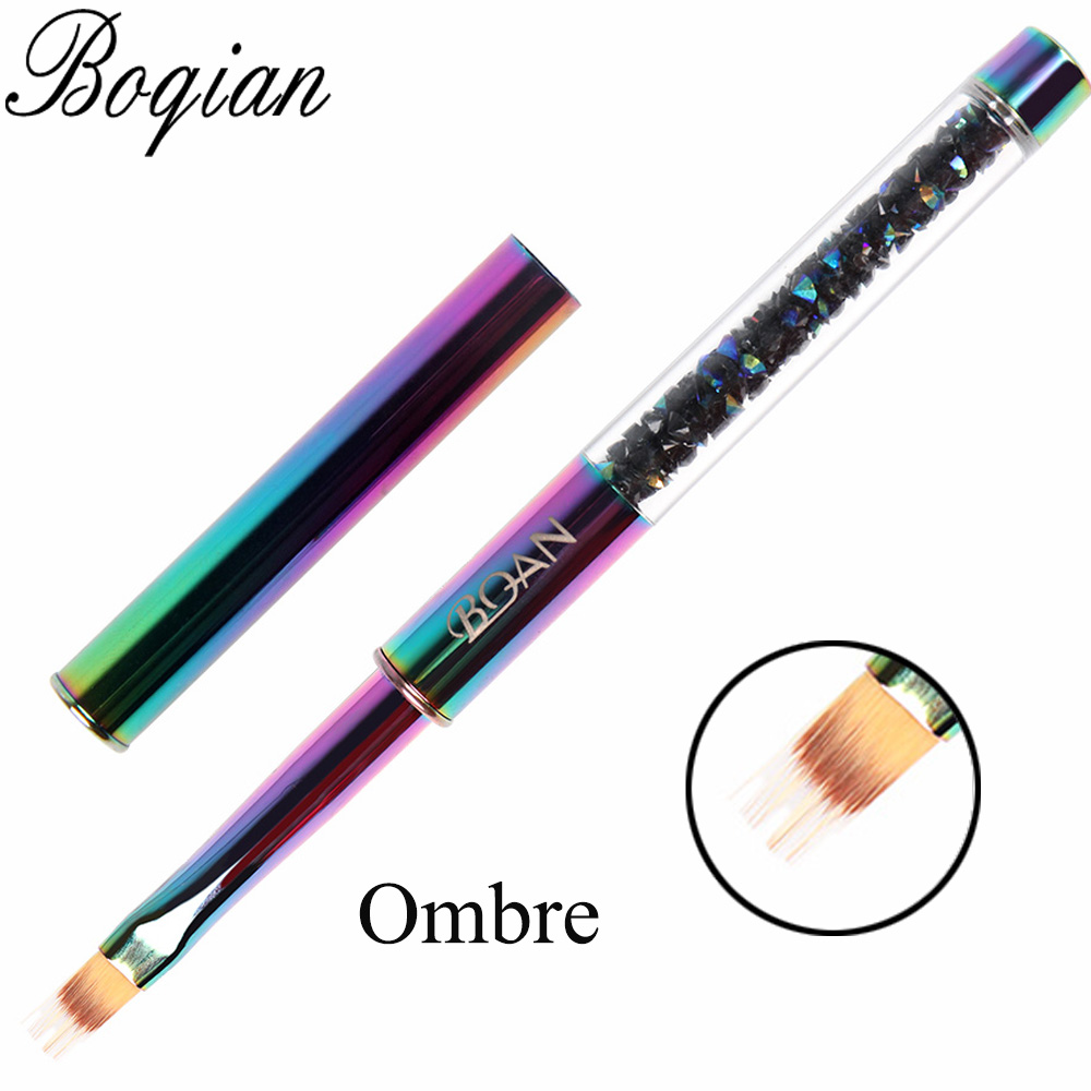 BQAN Rainbow Nail Brush ombre Brush For Manicure Acrylic UV Gel Extension Pen For Nail Polish Painting Drawing Brush Paint