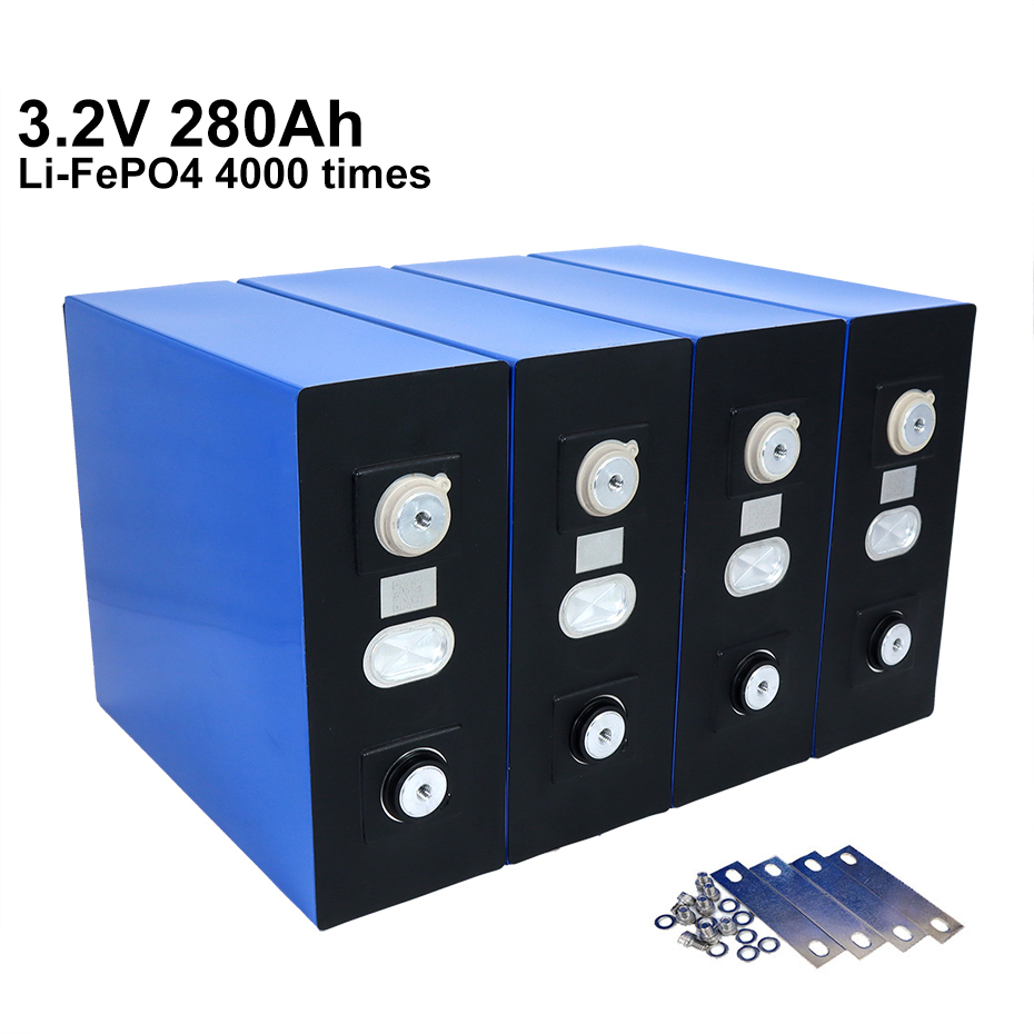 4PCS 3.2V280AH LIFEPO4 battery cell 2020 new Rechargeable Batteries Lithium iron for 12V300AH for RV SOLAR EV EU US TAX FREE