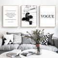 Fashion Flower Woman Poster and Print Coco Quotes Wall Art Canvas Painting Black White Vogue Pictures for Living Room Home Decor