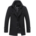 2020 Winter New Men's Thick Warm Wool Coat Double Collar Fashion Casual Slim Red Wine Trench Coat Male Brand Overcoat