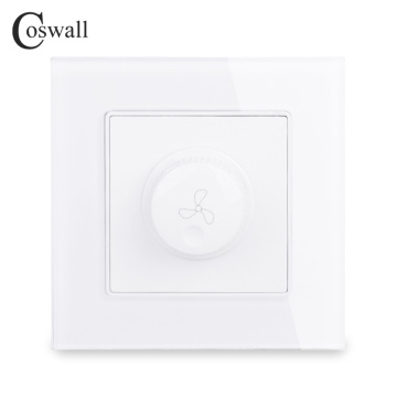 COSWALL Fan Controller Regulator Luxury Crystal Glass Panel Wall Switch Interruptor 16A 15-300W