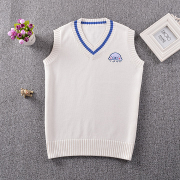 Seal Embroidery Japanese School Uniform Sweater Vest Sleeveless V-neck Cute Cosplay Sweater For Girls